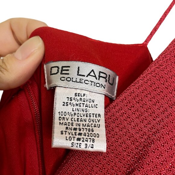 De Laru Collection Red Shimmer Sparkle Ruffle Gown - Picture 7 of 7